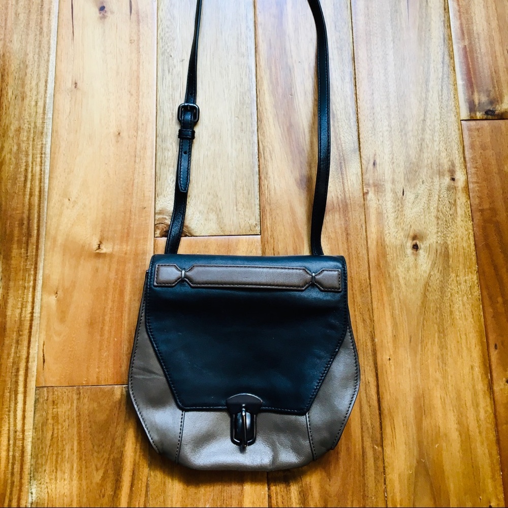 Kooba Black / Brown Leather Small Crossbody Messenger Shoulder Travel Handbag